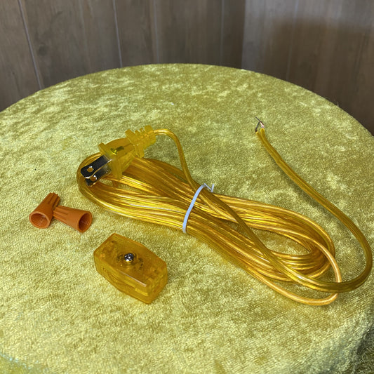 Vintage Rain Lamp Table Lamp Cord Kit | 10 ft Amber-Gold Cord with Gear Switch